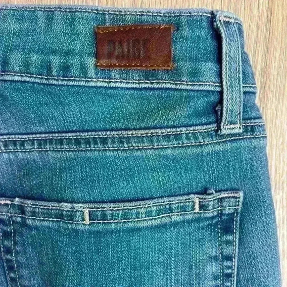 PAIGE Denim Jeans Hoxton Ankle Size 28 Medium Blue Frayed Hem Distressed - Picture 12 of 12